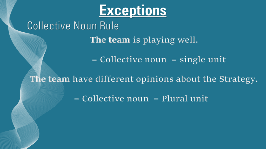 collective noun rule, subject-verb agreement