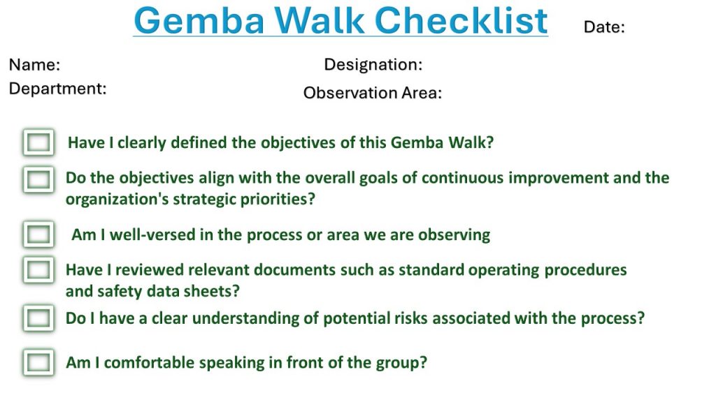 Gemba Walk checklist