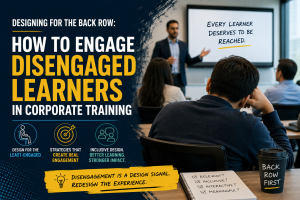 disengaged learners corporate training, back row learners, learner disengagement strategies, inclusive training design, training facilitation techniques, reaching reluctant learners