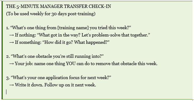 The 5-Minute Weekly Transfer Check-In Script